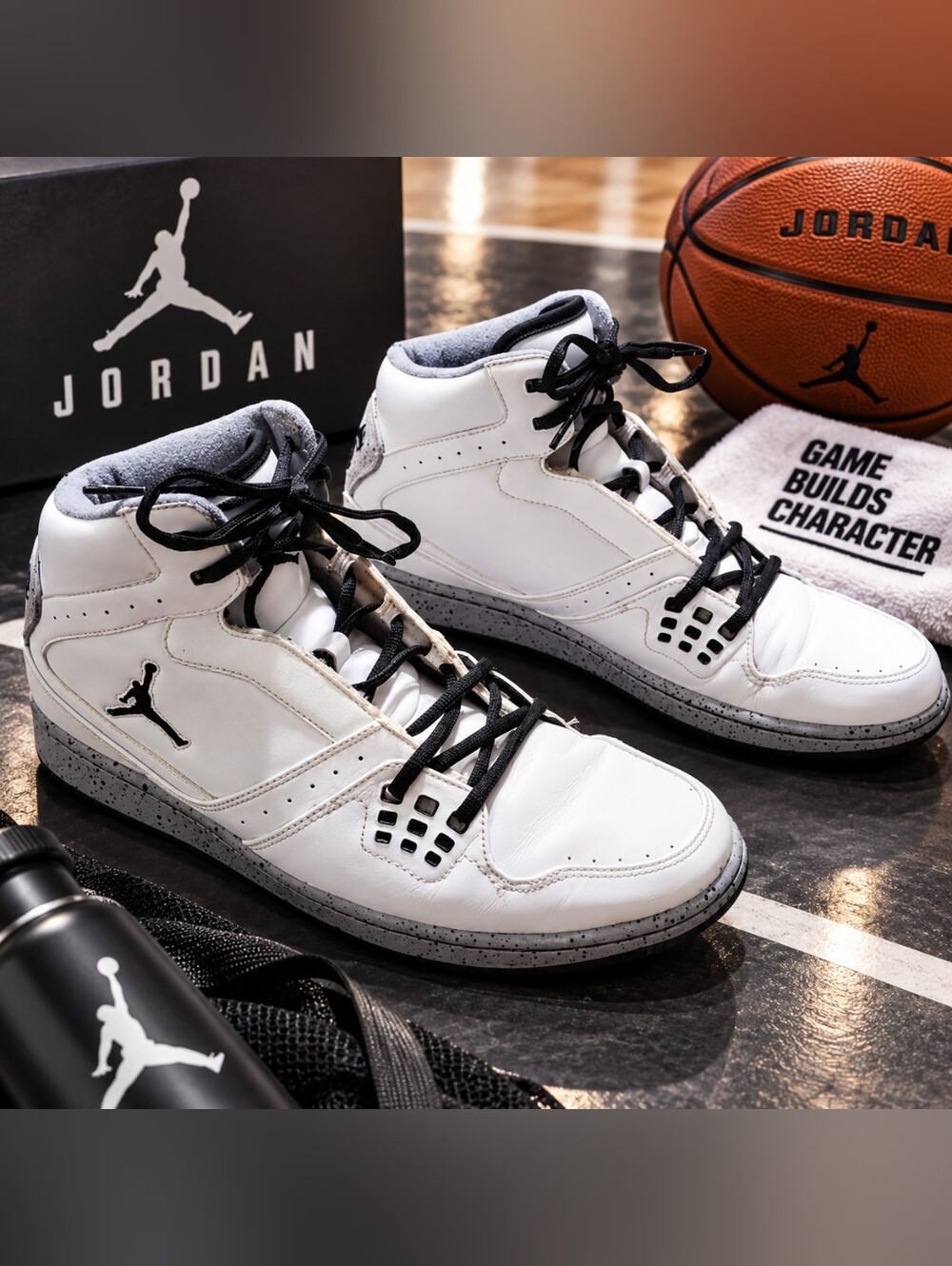 Men's Jordans White & Grey Shoes Size 11.5